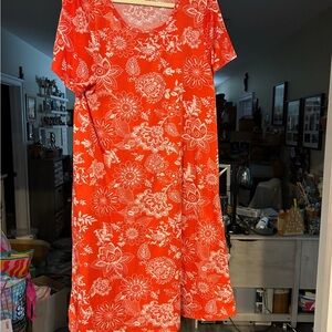 LuLaRoe Red and White Floral Mini Dress